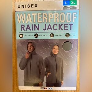 32 Degrees Gray Waterproof Rain Jacket, Unisex Men’s L, Women’s XL